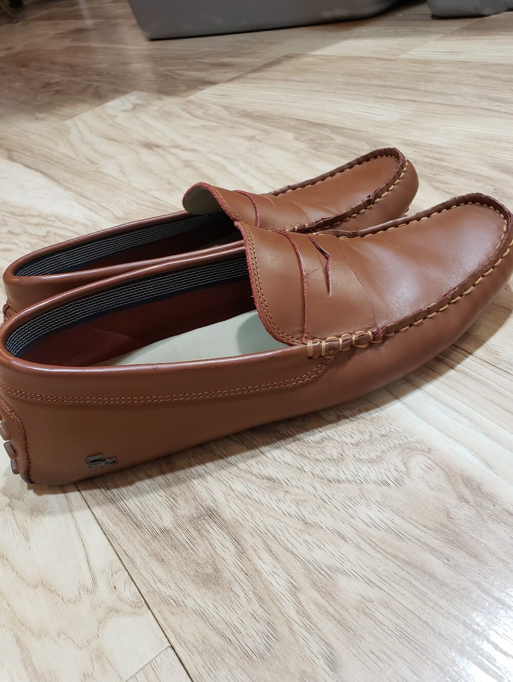 Lacoste Concours Driving Loafer Men 9 Crocodile Logo Emblem On Side Tan